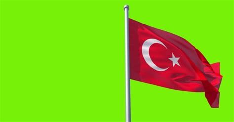 Turkey Flag On Flagpole On Green Stock Footage Video (100% Royalty-free ...