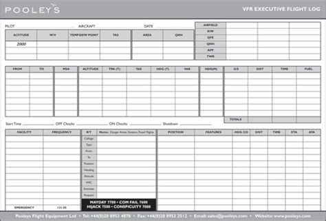 Printable Aircraft Flight Log Template