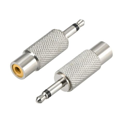 3.5mm Mono Male to RCA Stereo Female Connector Audio Video Adapter Converter Zinc Alloy 2Pcs ...