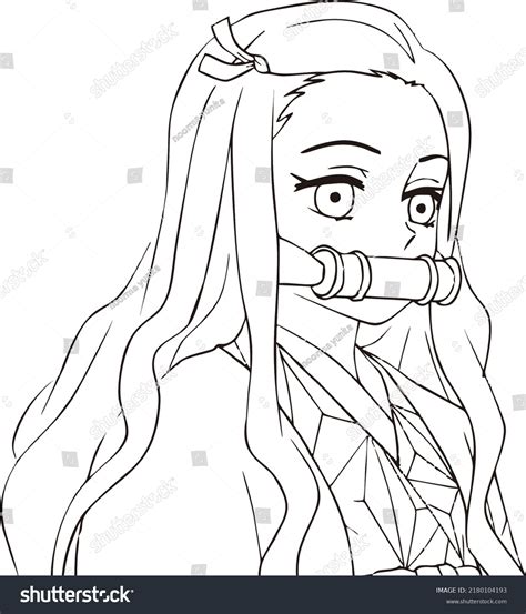 Nezuko Sketch Black White Line Draw Stock Illustration 2180104193 ...