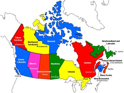 Provinces And Capitals Of Canada