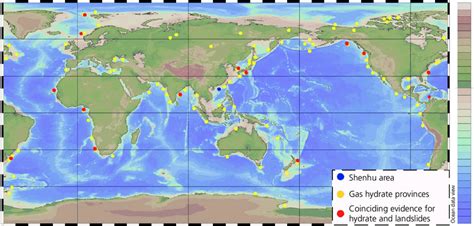 Global compilation of large submarine landslides in areas with gas ...