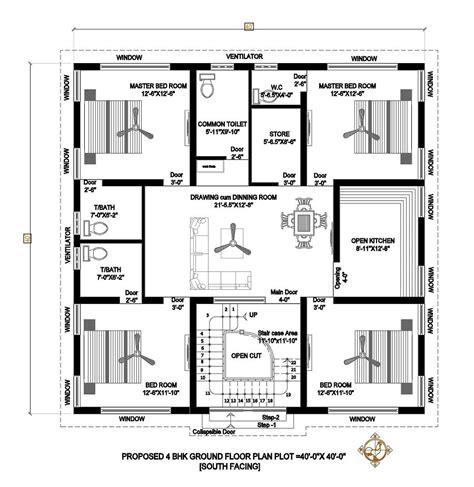 40x40 House Plans - Indian Floor Plans