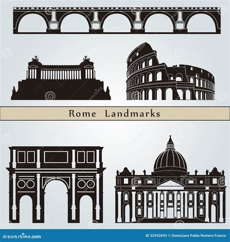 Rome Landmarks and Monuments Stock Vector - Illustration of silhouette, background: 32592693