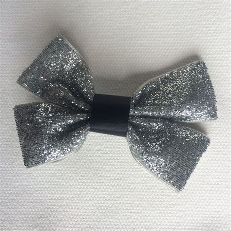 Silver Sparkle Bow, bow clip, hair bow, hair accessories, silver sparkles, glitter bow, hair ...