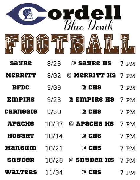 Blue Devil 2022 football schedule announced | Cordell Beacon