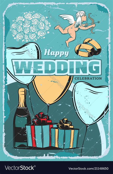 Wedding ceremony vintage greeting card design Vector Image