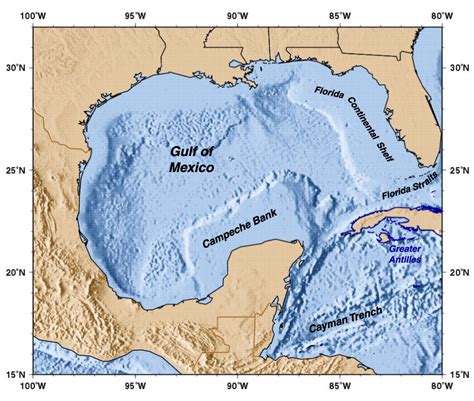 Gulf Of Mexico Bathymetry Map