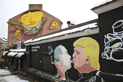 See This Putin and Trump Shotgun Street Art in Vilnius