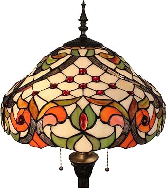 Tokira Vintage Tiffany Floor Lamps for Living Room, Stained Glass Baroque Style Light Shade ...