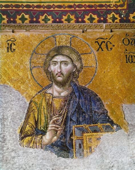 Hagia Sophia: Mosaic. /Ndetail Of Jesus Christ From The 13Th Century ...