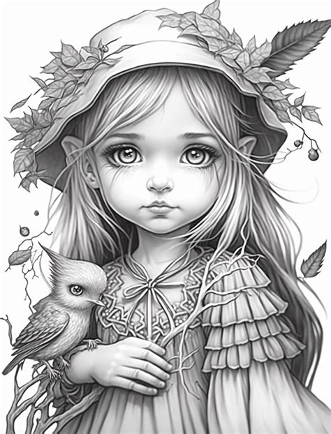 Cute Druid Girl Coloring Pages For Kids and Adults | Horse coloring ...