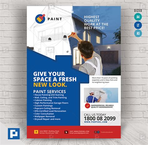 Painting Services Company Flyer - PSDPixel | Painting services, Flyer, Letterhead business