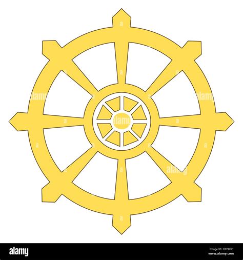 chakra buddhism wheel of dharma holy yellow illustration Stock Photo ...