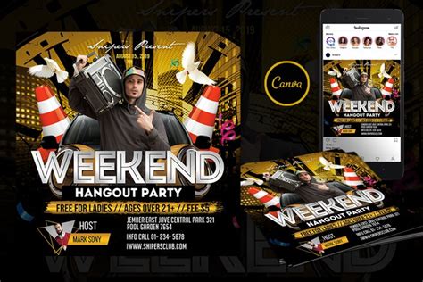 Weekend Hangout Event Flyer Canva Template