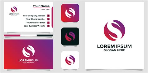 minimalist logo design letter S and branding card 9458923 Vector Art at ...