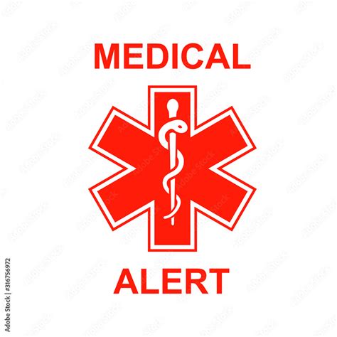 Medical alert sign. Clipart image isolated on white background Stock ...