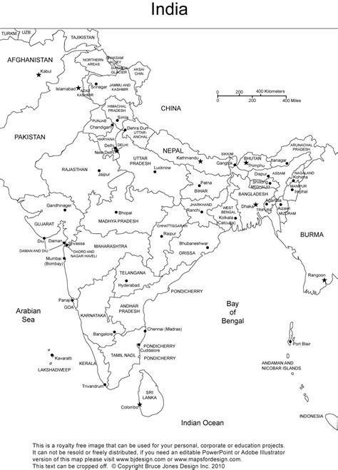 India Printable, Blank Maps, Outline Maps • Royalty Free