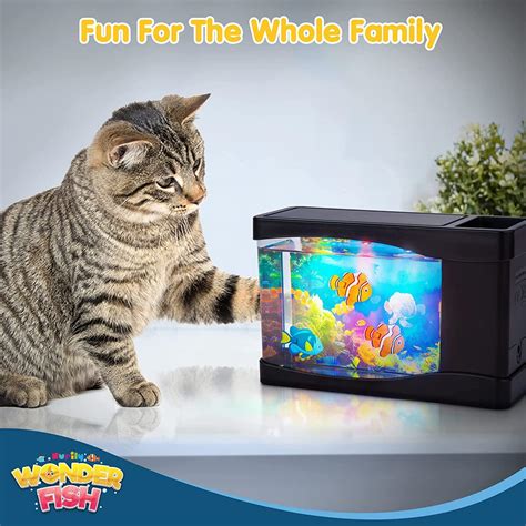 Artificial Fish Tank Virtual Ocean Toy | Mini Desk Aquarium with LED ...