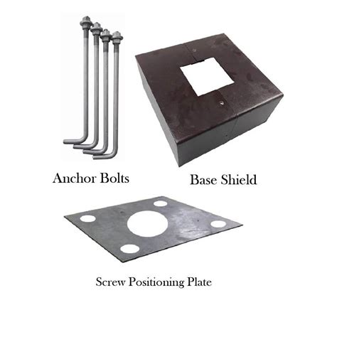 Base Cover for 4" Wide Square Light Pole 20" x 4" Anchor Bolts (x4) Screw Positioning Plate