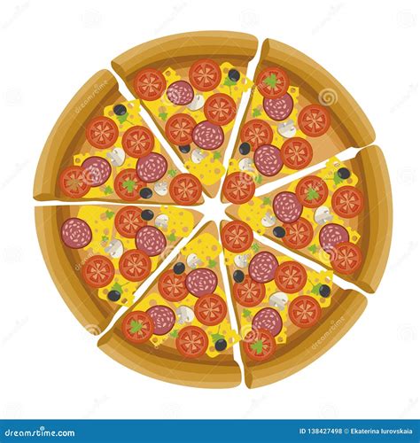 Delicious Pizza. Circle. White Background Stock Illustration ...