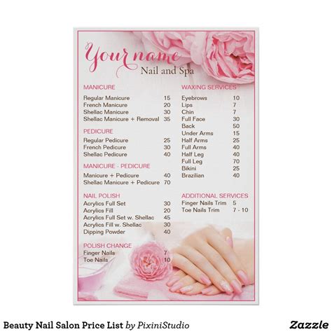 Beauty Nail Salon Price List Poster | Zazzle | Nail salon prices, Salon ...