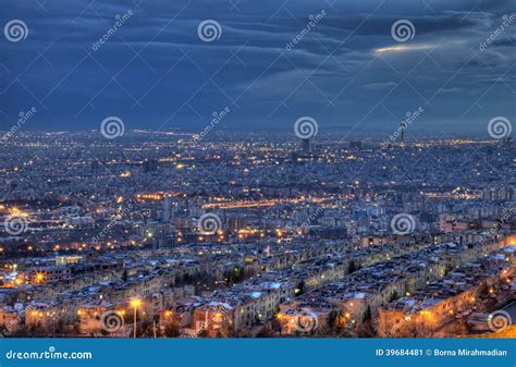 Aerial View of Illuminated Tehran Skyline at Night