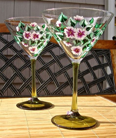 Hand Painted Martini Glasses With Flowers And by ipaintitpretty