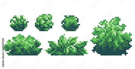 Backyard bushes pixel art icon set. Tropical shrub, logo collection. 8 ...