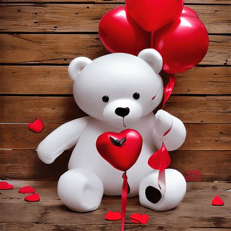 Cute Valentine's Day Bear with Red Balloons · Creative Fabrica