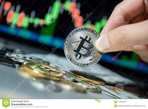 Bitcoin with Candlestick Graph, Cryptocurrency and Digital Payment ...