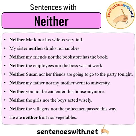 Sentences with Neither, 10 Sentences about Neither in English ...