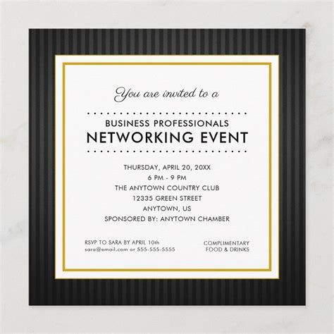 Business Networking Event | Black and Gold Invitation | Zazzle.com in 2021 | Black and gold ...