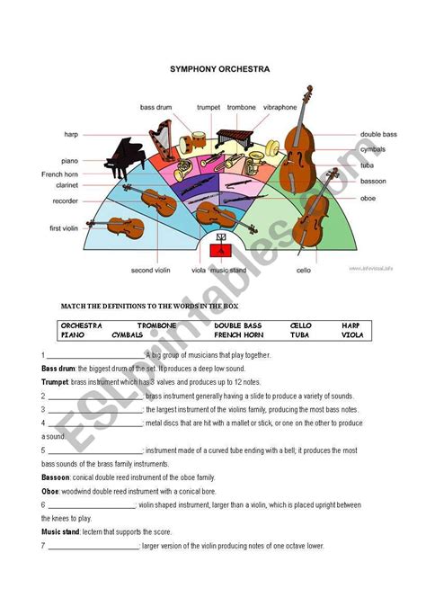 THE ORCHESTRA - ESL worksheet by Isabel L