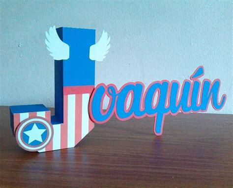 Initial 3D con nombre en 2D con motivo del Capitan América #diseñosarcoiris #capitanamerica # ...