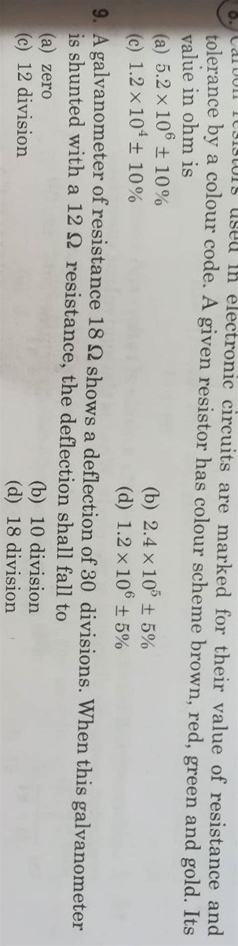 A galvanometer of resistance 18Ω shows a deflection of 30 divisions. When..