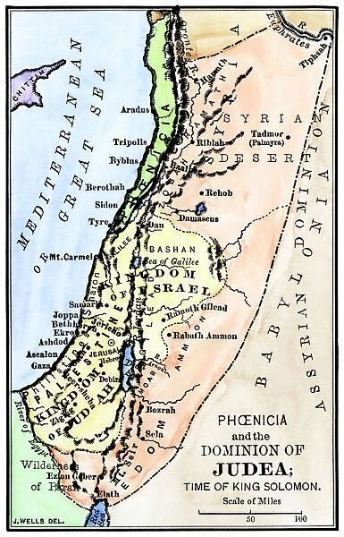 Map of ancient Palestine kingdoms of Judah and Israel