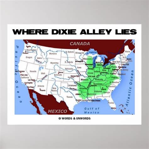 Where Dixie Alley Lies (United States Map) Poster | Zazzle.com