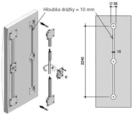 SISCO 0016/100 sliding door reinforcement black | Démos trade a.s.