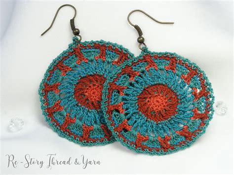 Crochet Earrings PATTERN, BOHO Crochet Necklace, Photo Tutorial, Thread Crochet JEWELRY Pattern ...