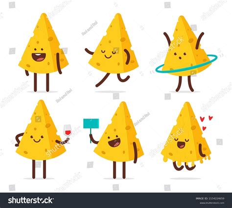 Cute Cheese Characters Vector Cartoon Set Stock Vector (Royalty Free ...