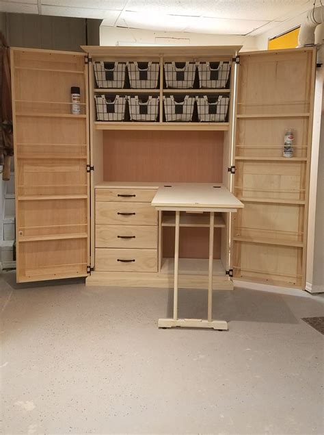 Crafting Cabinet with Fold Out Work Table