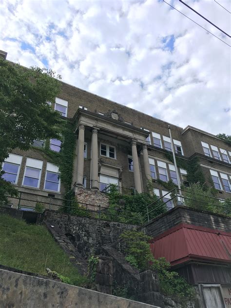 Evil-looking abandoned high school on the side of a mountain : r ...