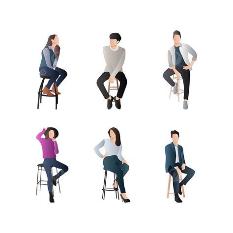 People Sitting Front View Png