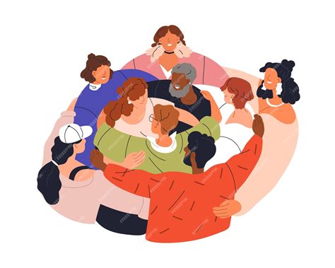 Premium Vector | United community, people group hugging together. Support, peace, humanism ...