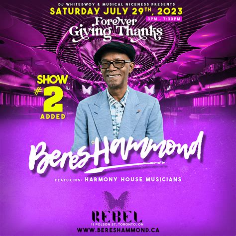 BERES HAMMOND LIVE IN CONCERT SHOW 2 – REBEL Entertainment Complex