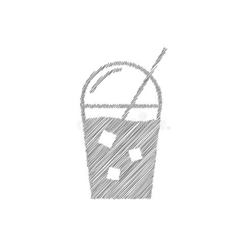 Iced Coffee Grey Sketch Vector Icon. Container for Coffee Shop Stock ...