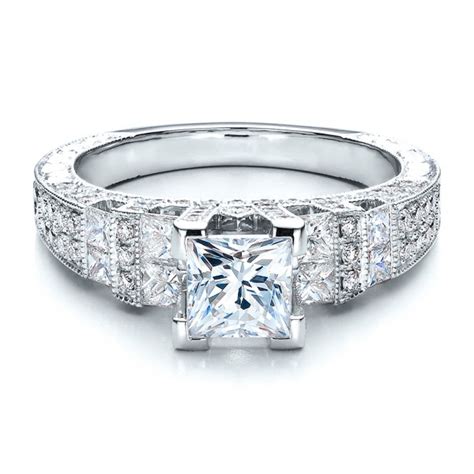 Princess Cut Side Stones Engagement Ring - Vanna K #100057 Bellevue ...