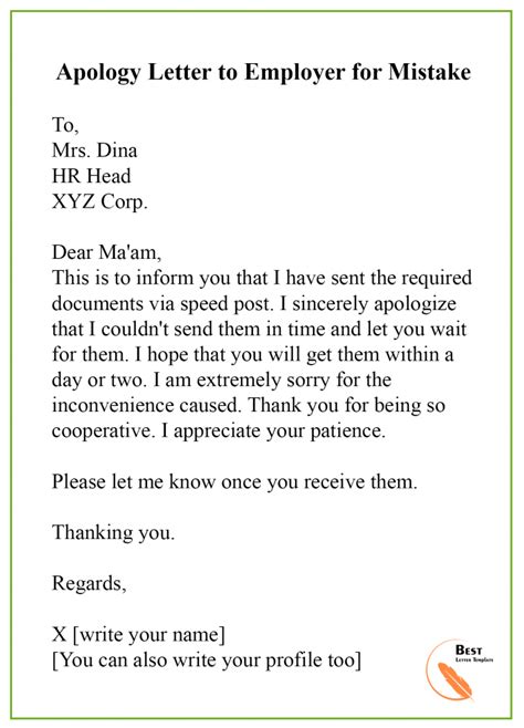 Apology Letter Template for Mistake – Format, Sample & Example | Best Letter Template ...