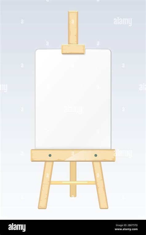 Easel, painting desk, drawing board with blank white canvas vector ...